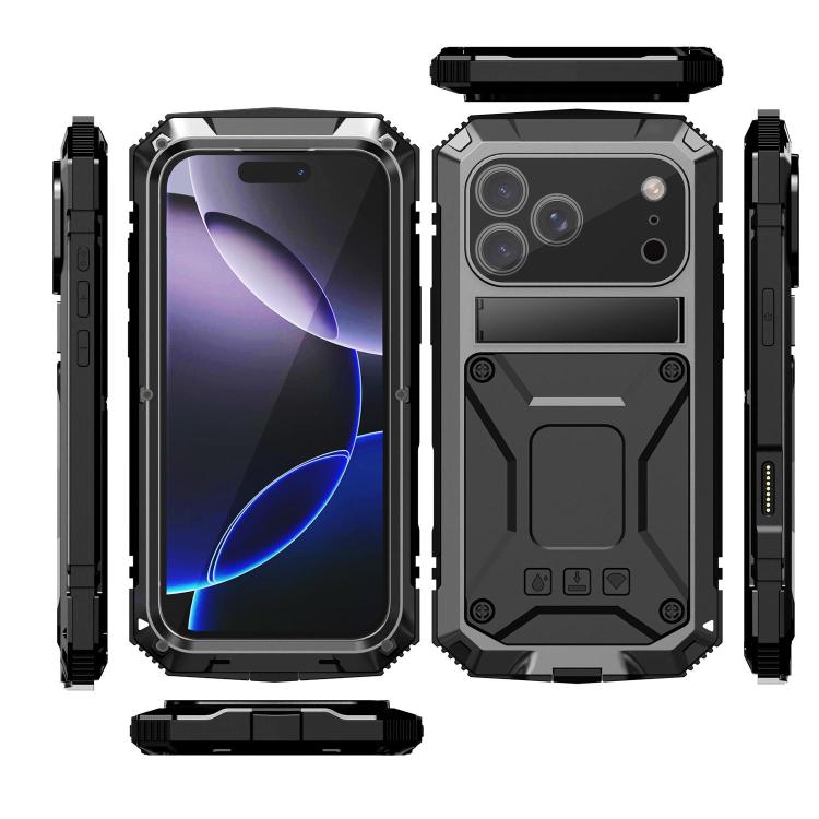 Metal+Silicone Waterproof Case with Holder — iPhone 18 Pro