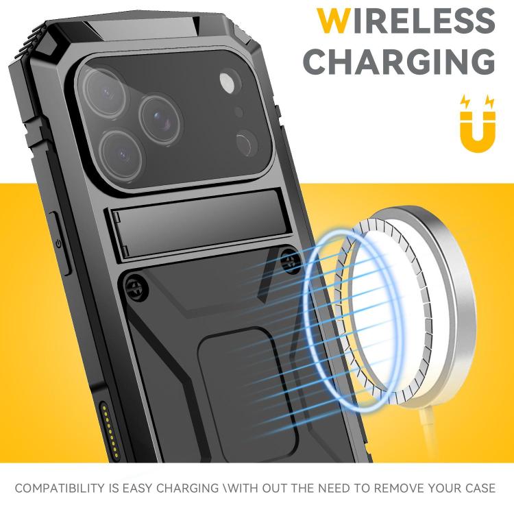 Metal+Silicone Waterproof Case with Holder — iPhone 18 Pro