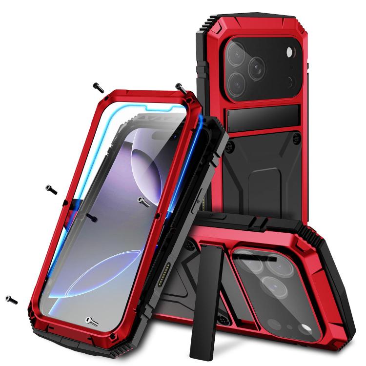Metal+Silicone Waterproof Case with Holder — iPhone 18 Pro