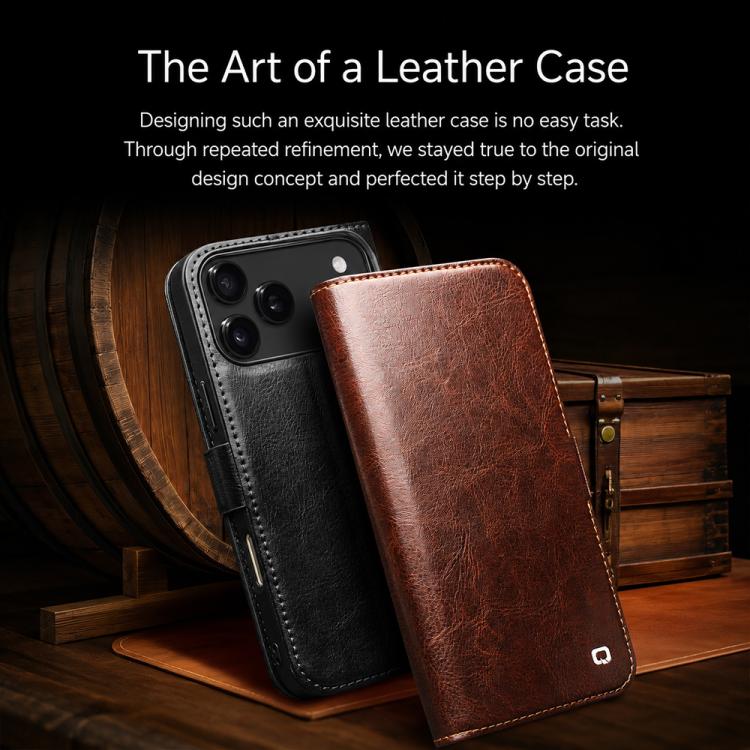 Cowhide Folio Wallet Case with Kickstand — iPhone 18 Pro