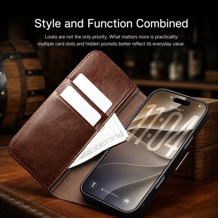 Cowhide Folio Wallet Case with Kickstand — iPhone 18 Pro