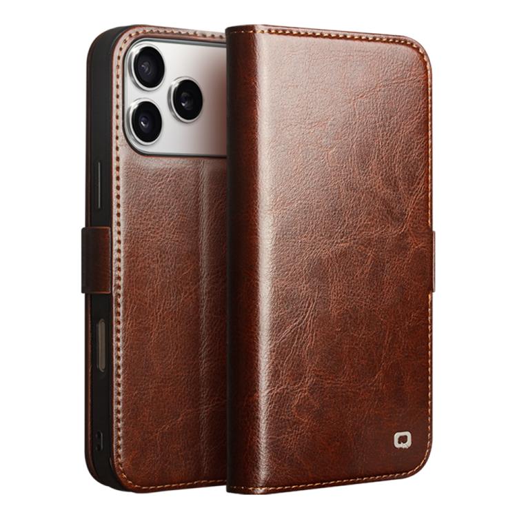 Cowhide Folio Wallet Case with Kickstand — iPhone 18 Pro