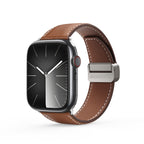 Magnetic Buckle Leather Watch Band — Apple Watch SE (44mm)