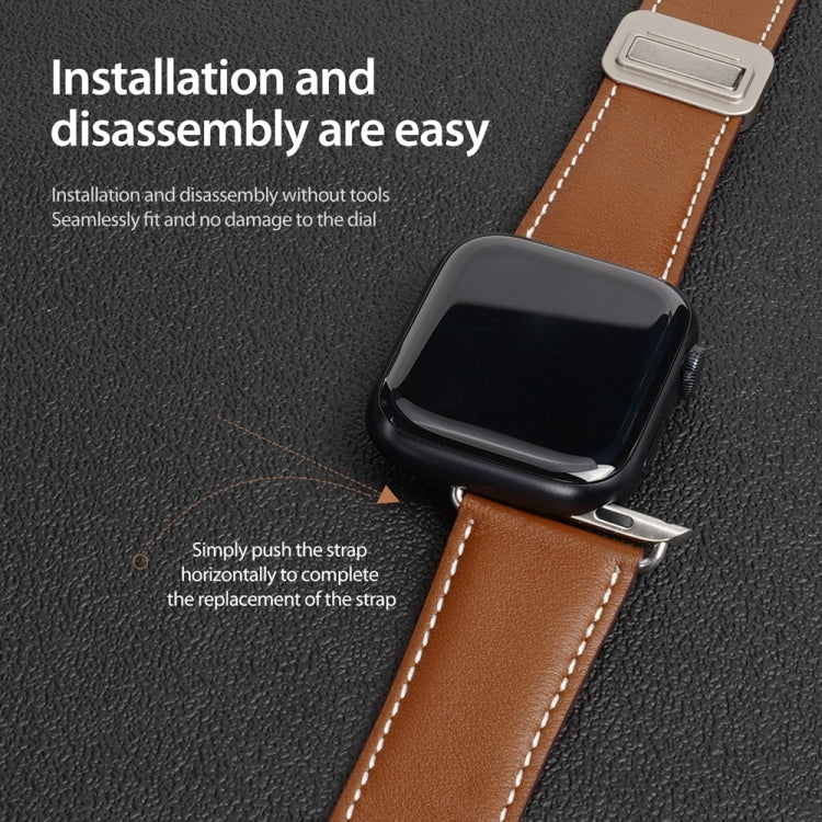 Magnetic Buckle Leather Watch Band — Apple Watch SE (44mm)