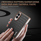 Crocodile-Texture Case with Metal Frame