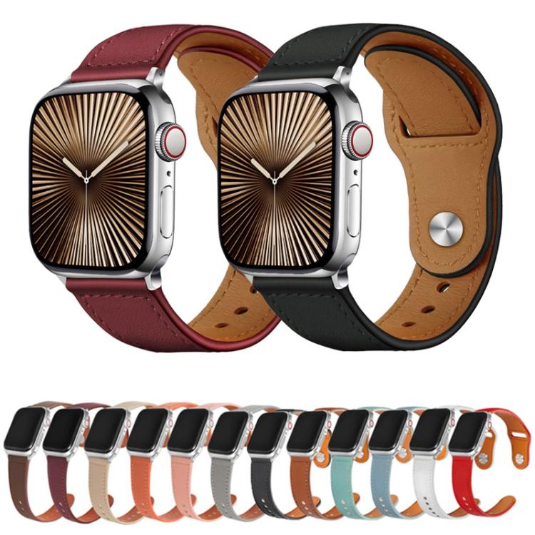 Stud-Buckle Leather Watch Band — Apple Watch