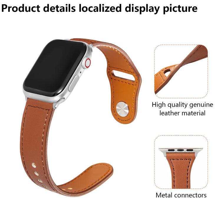 Stud-Buckle Leather Watch Band — Apple Watch