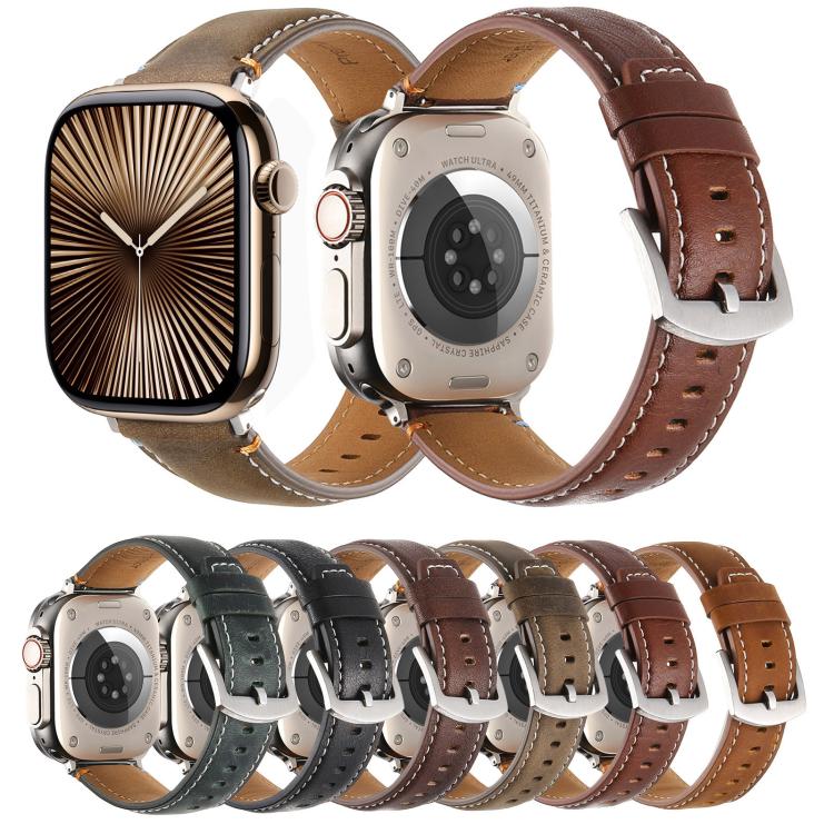 Stitched Leather Watch Band — Apple Watch
