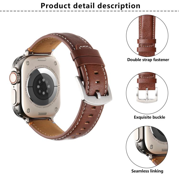 Stitched Leather Watch Band — Apple Watch