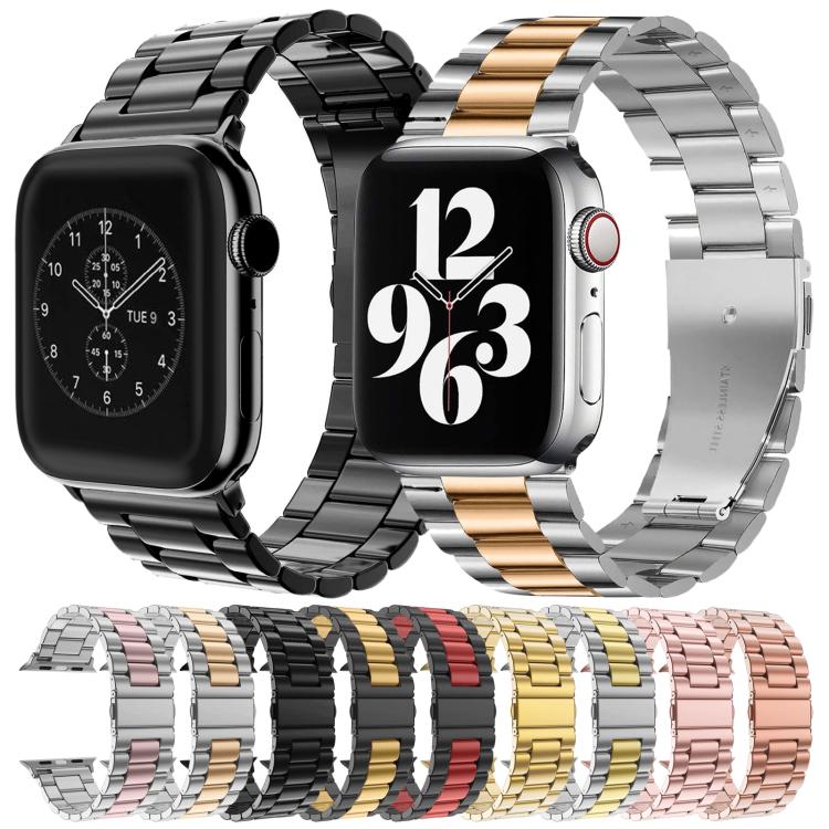 Three-Bead Fold-Buckle Steel Watch Band — Apple Watch