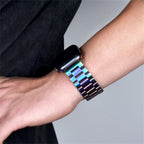 Three-Bead Fold-Buckle Steel Watch Band — Apple Watch
