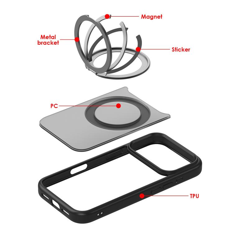 Frosted Acrylic MagSafe Case with Folding Ring Stand — iPhone 17 Pro Max