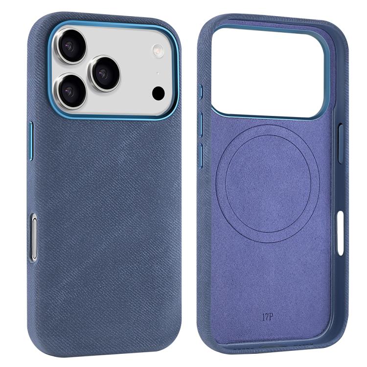Retro Denim-Texture Leather MagSafe Case — iPhone 17 Pro Max
