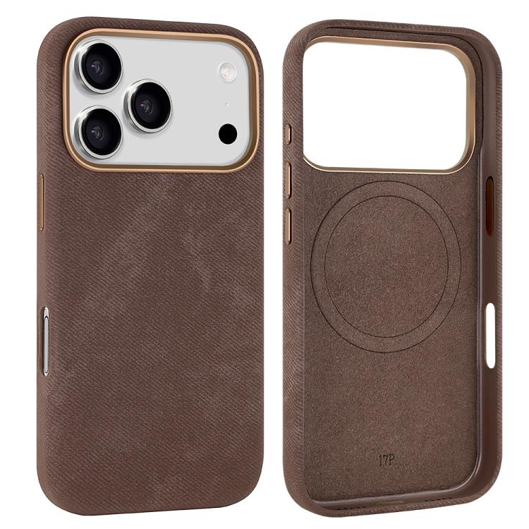 Retro Denim-Texture Leather MagSafe Case — iPhone 17 Pro Max