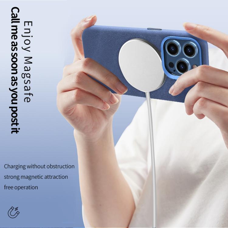 Retro Denim-Texture Leather MagSafe Case — iPhone 17 Pro Max