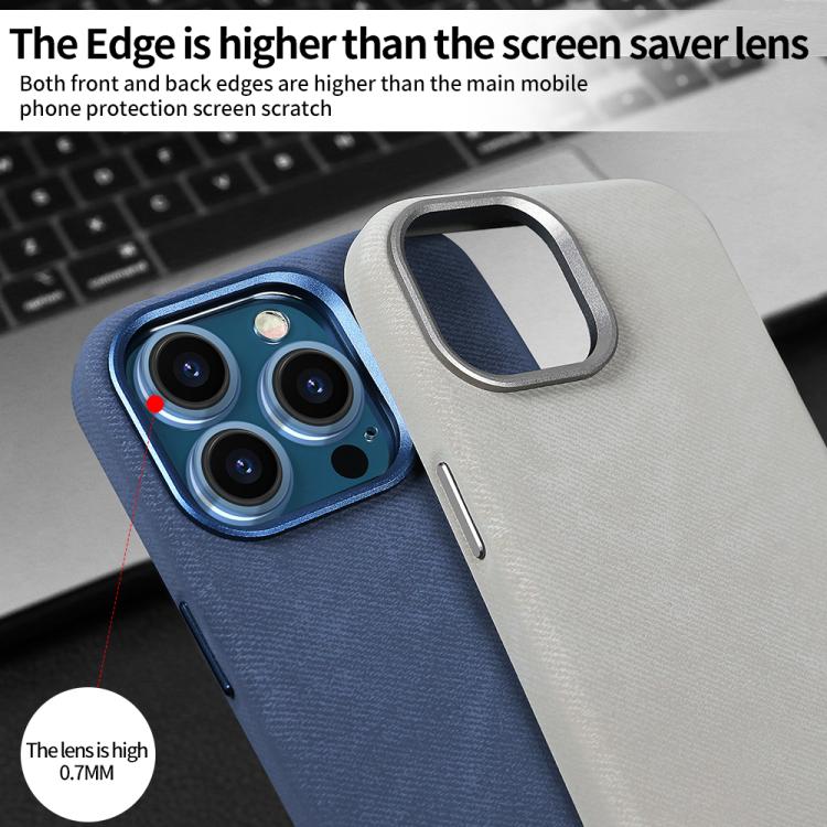 Retro Denim-Texture Leather MagSafe Case — iPhone 17 Pro Max