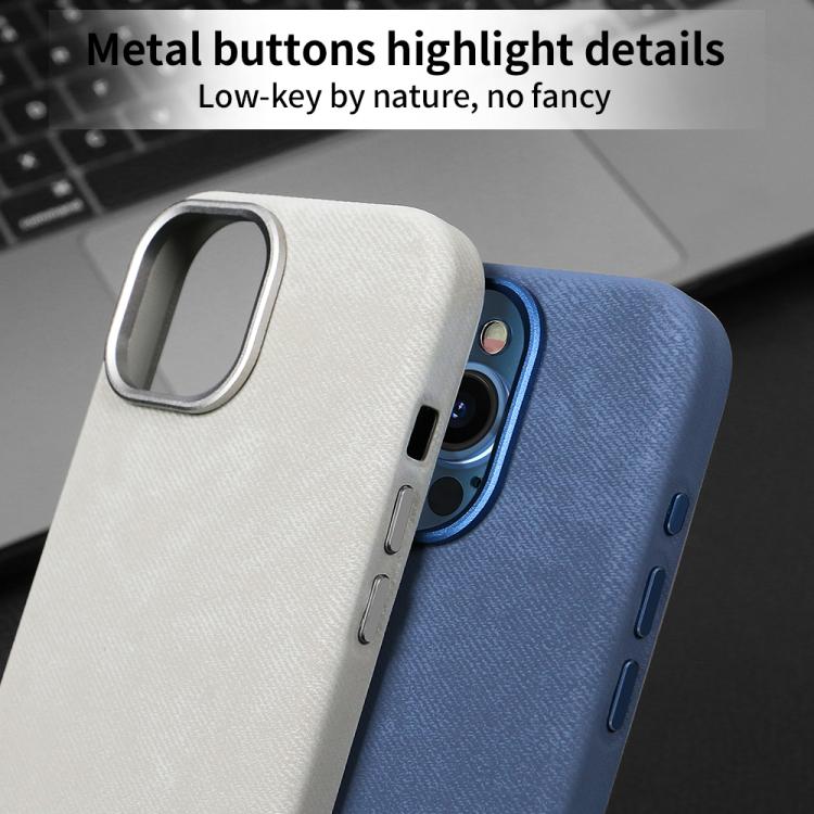Retro Denim-Texture Leather MagSafe Case — iPhone 17 Pro Max
