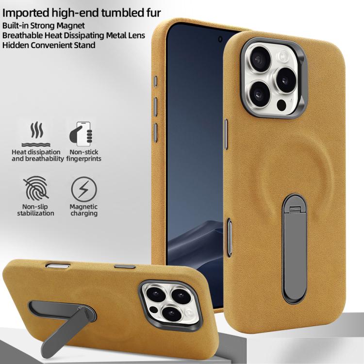 Suede MagSafe Leather Case with Holder — iPhone 16 Pro Max