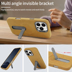 Suede MagSafe Leather Case with Holder — iPhone 16 Pro Max