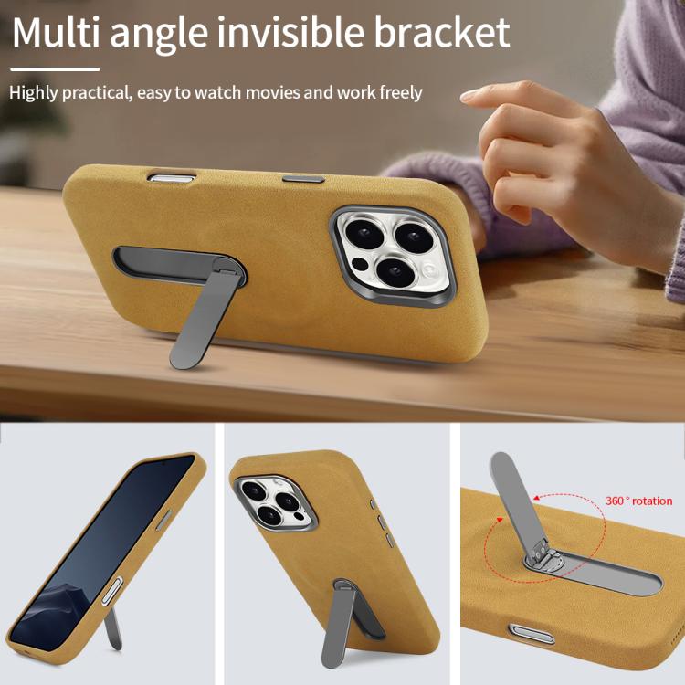 Suede MagSafe Leather Case with Holder — iPhone 16 Pro Max