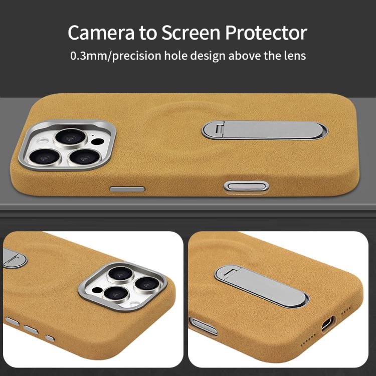 Suede MagSafe Leather Case with Holder — iPhone 16 Pro Max