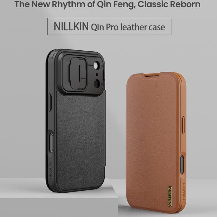 QIN Pro Leather Case with Sliding Camera Cover & Card Slot — iPhone 17 Pro Max