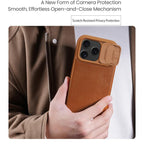 QIN Pro Leather Case with Sliding Camera Cover & Card Slot — iPhone 17 Pro Max