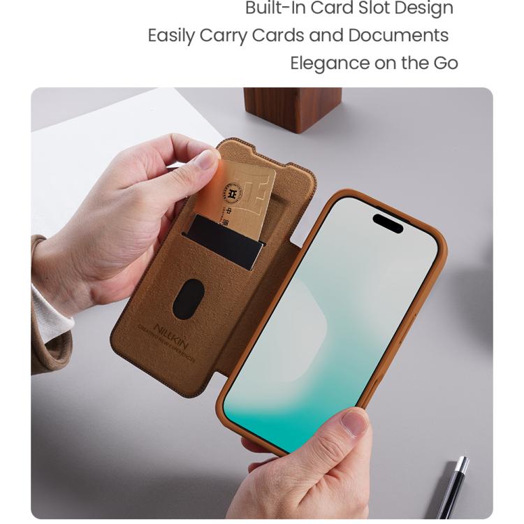 QIN Pro Leather Case with Sliding Camera Cover & Card Slot — iPhone 17 Pro Max