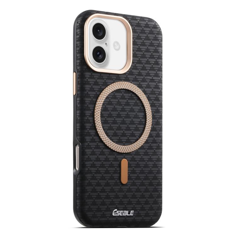 Triangular-Shield Leather MagSafe Case with Metal Lens Ring — iPhone 17