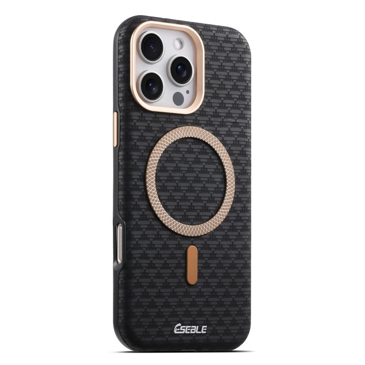 Triangular-Shield Leather MagSafe Case with Metal Lens Ring — iPhone 17