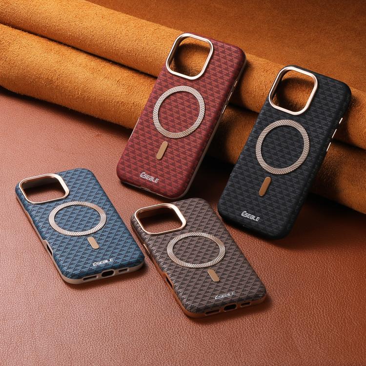 Triangular-Shield Leather MagSafe Case with Metal Lens Ring — iPhone 17