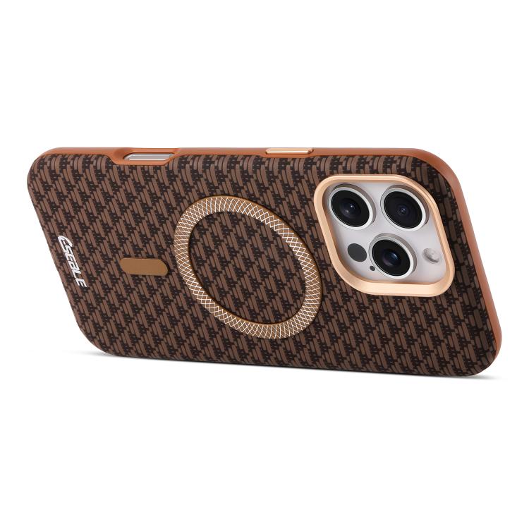 Triangular-Shield Leather MagSafe Case with Metal Lens Ring — iPhone 17