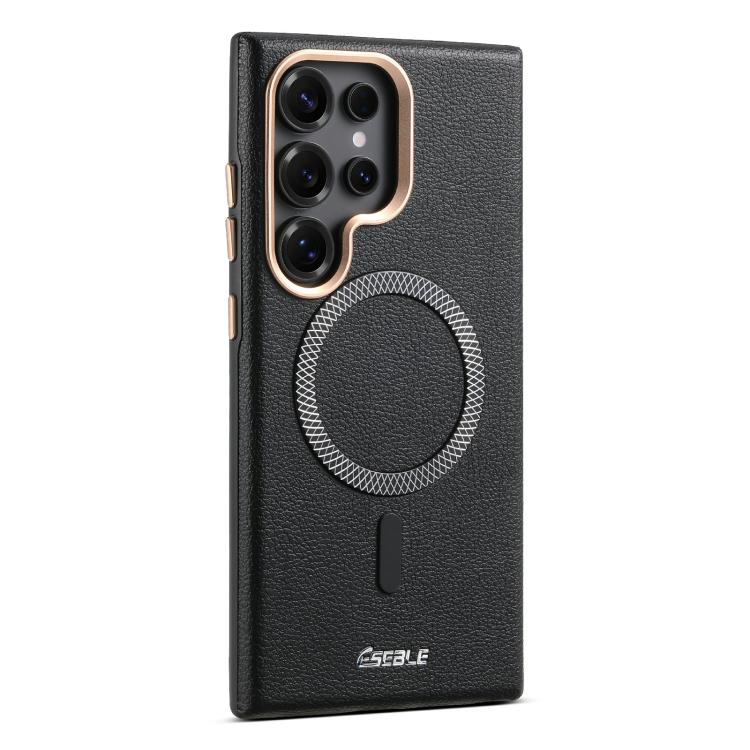Litchi-Texture Magnetic Case with Metal Lens Ring — Galaxy S26