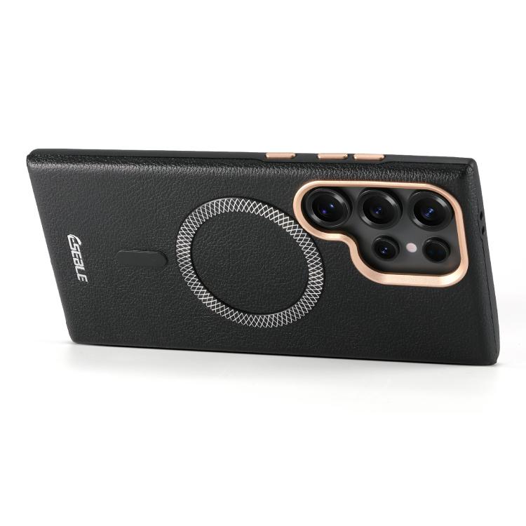 Litchi-Texture Magnetic Case with Metal Lens Ring — Galaxy S26