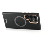 Litchi-Texture Magnetic Case with Metal Lens Ring — Galaxy S26
