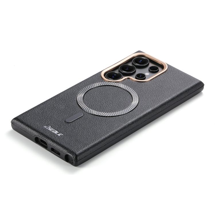 Litchi-Texture Magnetic Case with Metal Lens Ring — Galaxy S26