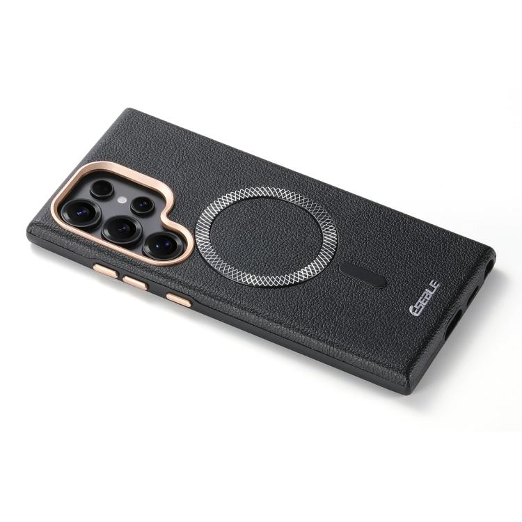Litchi-Texture Magnetic Case with Metal Lens Ring — Galaxy S26