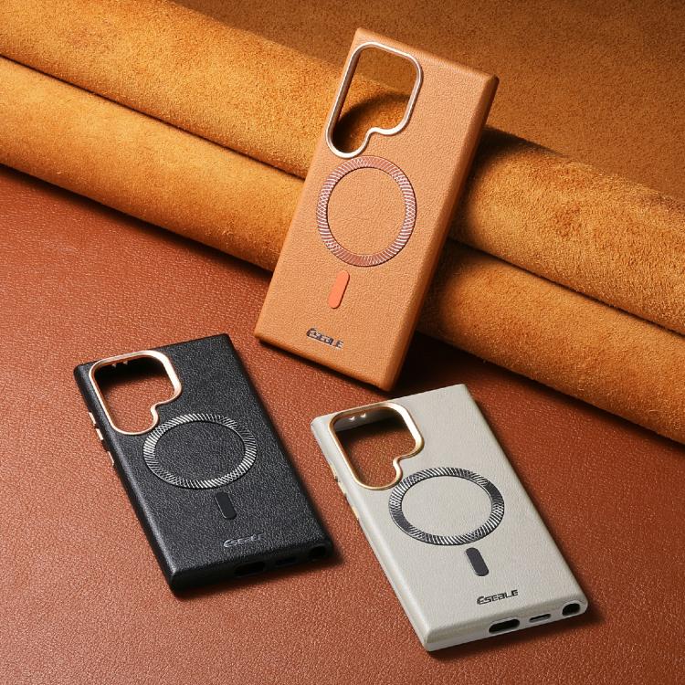 Litchi-Texture Magnetic Case with Metal Lens Ring — Galaxy S26