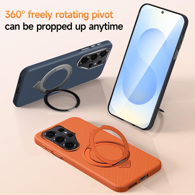 Kevlar Grid Rotation Magnetic Holder Case — Galaxy S26 Ultra