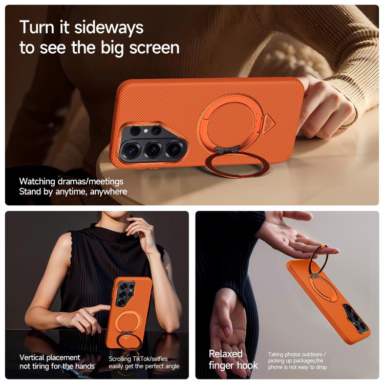Kevlar Grid Rotation Magnetic Holder Case — Galaxy S26 Ultra
