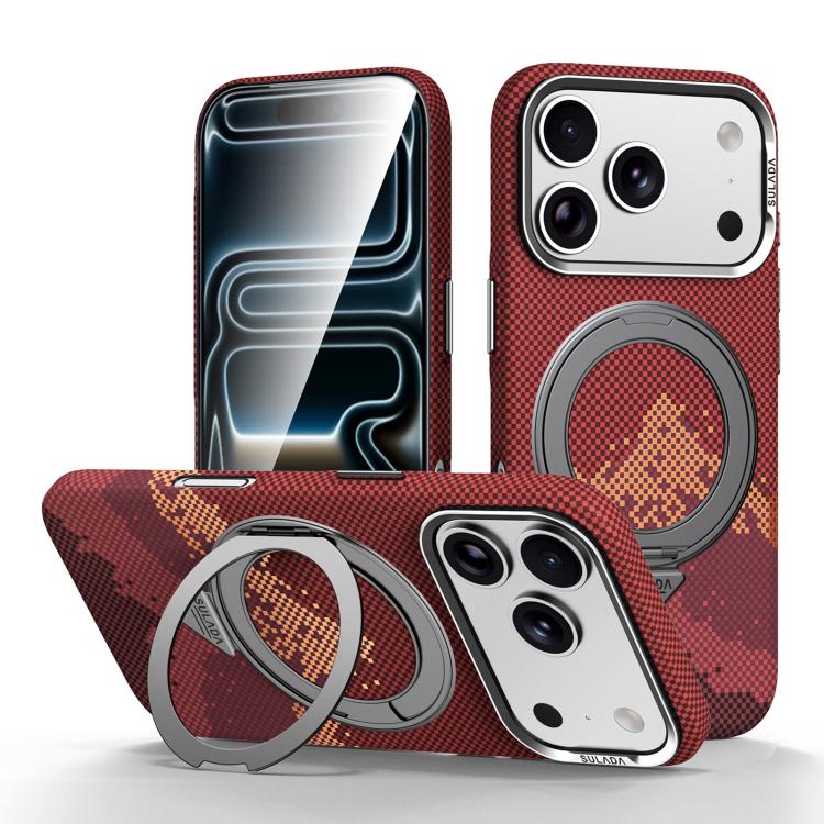 Kevlar Pixel Grid Rotation Magnetic Holder Case — iPhone 18 Pro