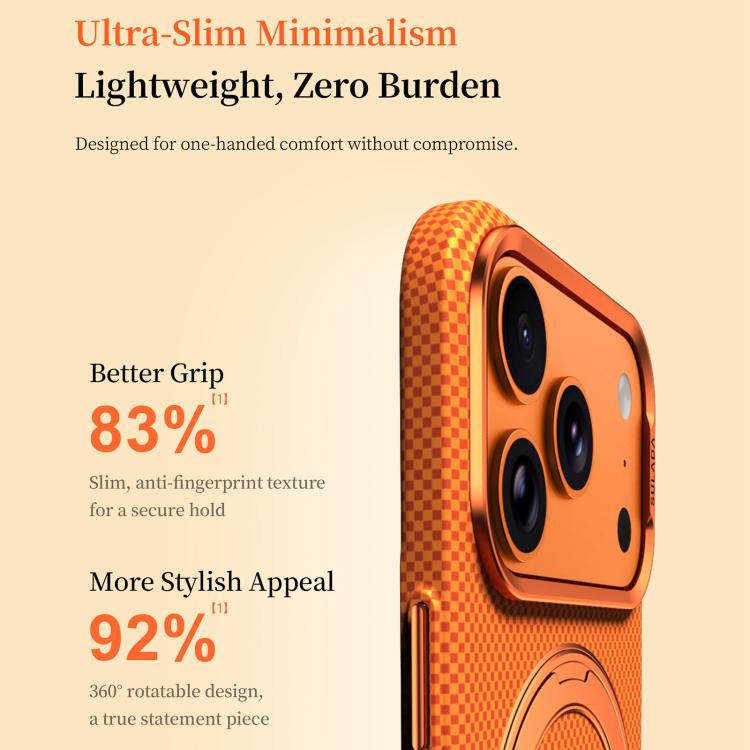 Kevlar-Texture MagSafe Case with 360° Rotating Ring Stand — iPhone 18 Pro