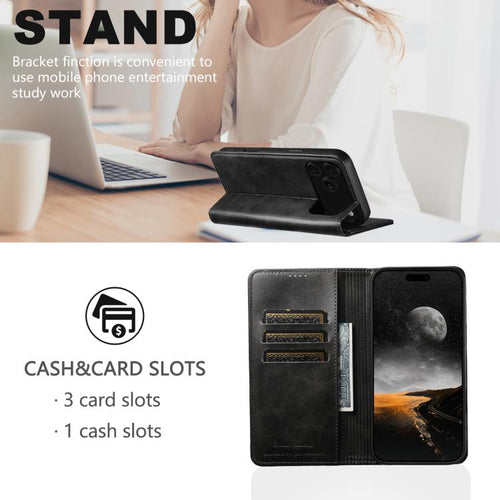 Calf-Texture Flip Leather Case with Kickstand — iPhone 18 Pro Max