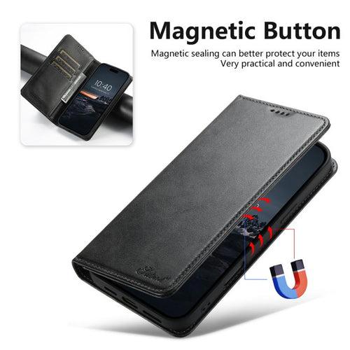 Calf-Texture Leather Flip Wallet Case — iPhone 18 Pro
