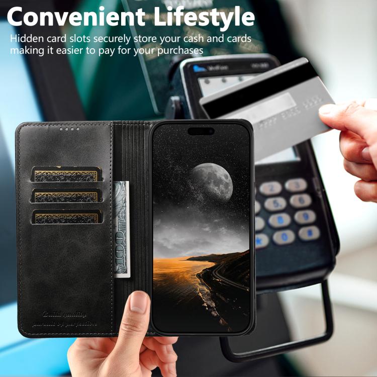 Calf-Texture Leather Flip Wallet Case — iPhone 18 Pro