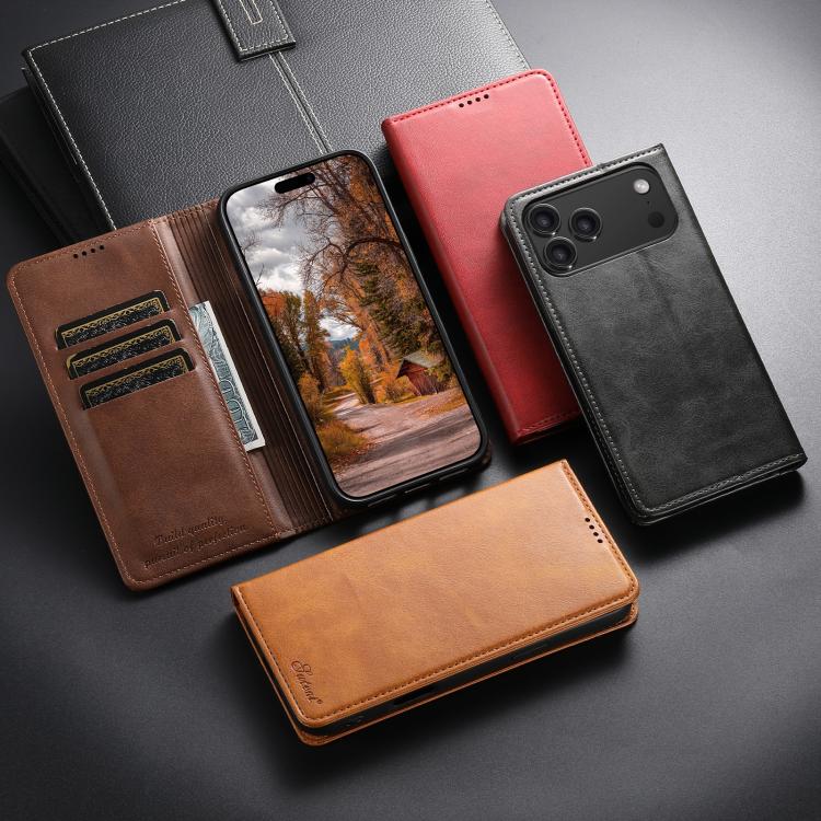 Calf-Texture Leather Flip Wallet Case — iPhone 18 Pro