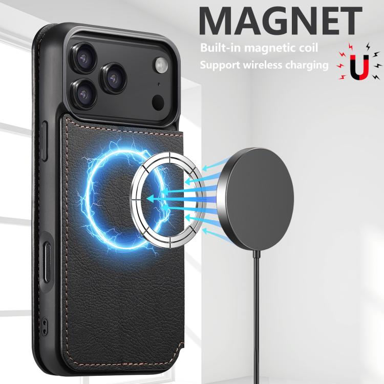 Retro Matte Leather MagSafe Case with Card Slots & Stand — iPhone 18 Pro