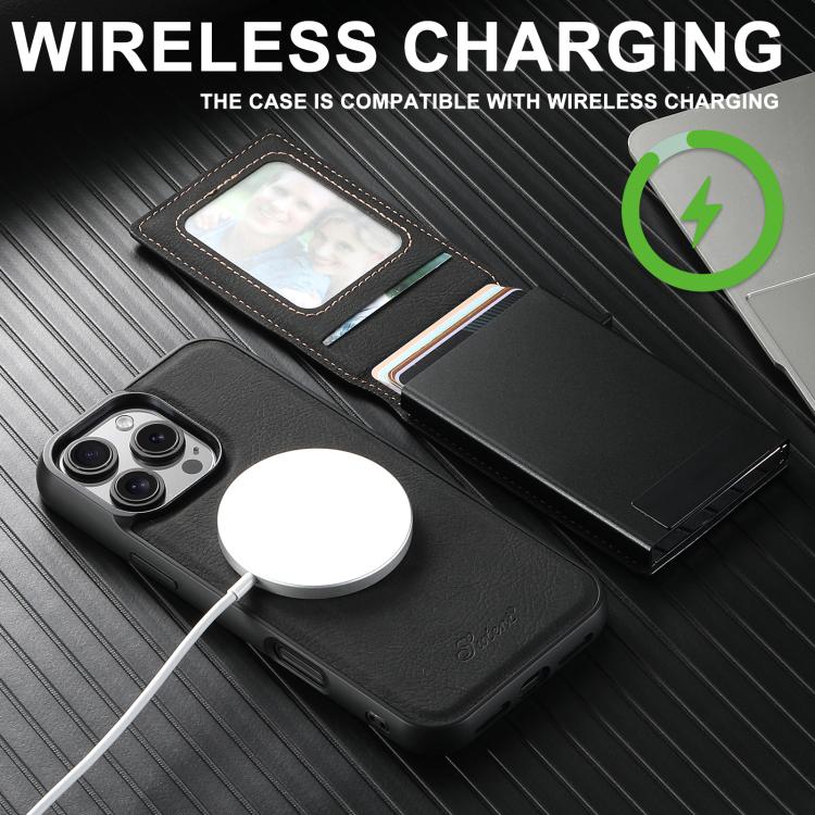 2-in-1 MagSafe Card Case, Litchi Leather — iPhone 18 Pro Max