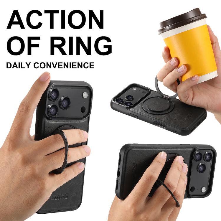 Oil-Wax Leather MagSafe Case with 360° Rotating Stand — iPhone 18 Pro