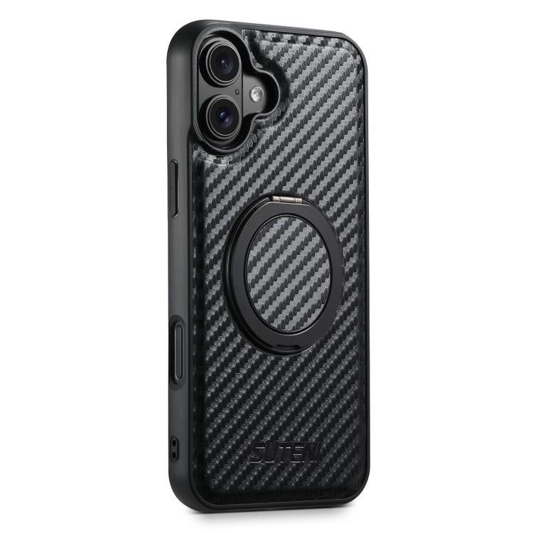 Carbon-Fibre Leather MagSafe Case with 360° Rotating Stand — iPhone 18 Pro